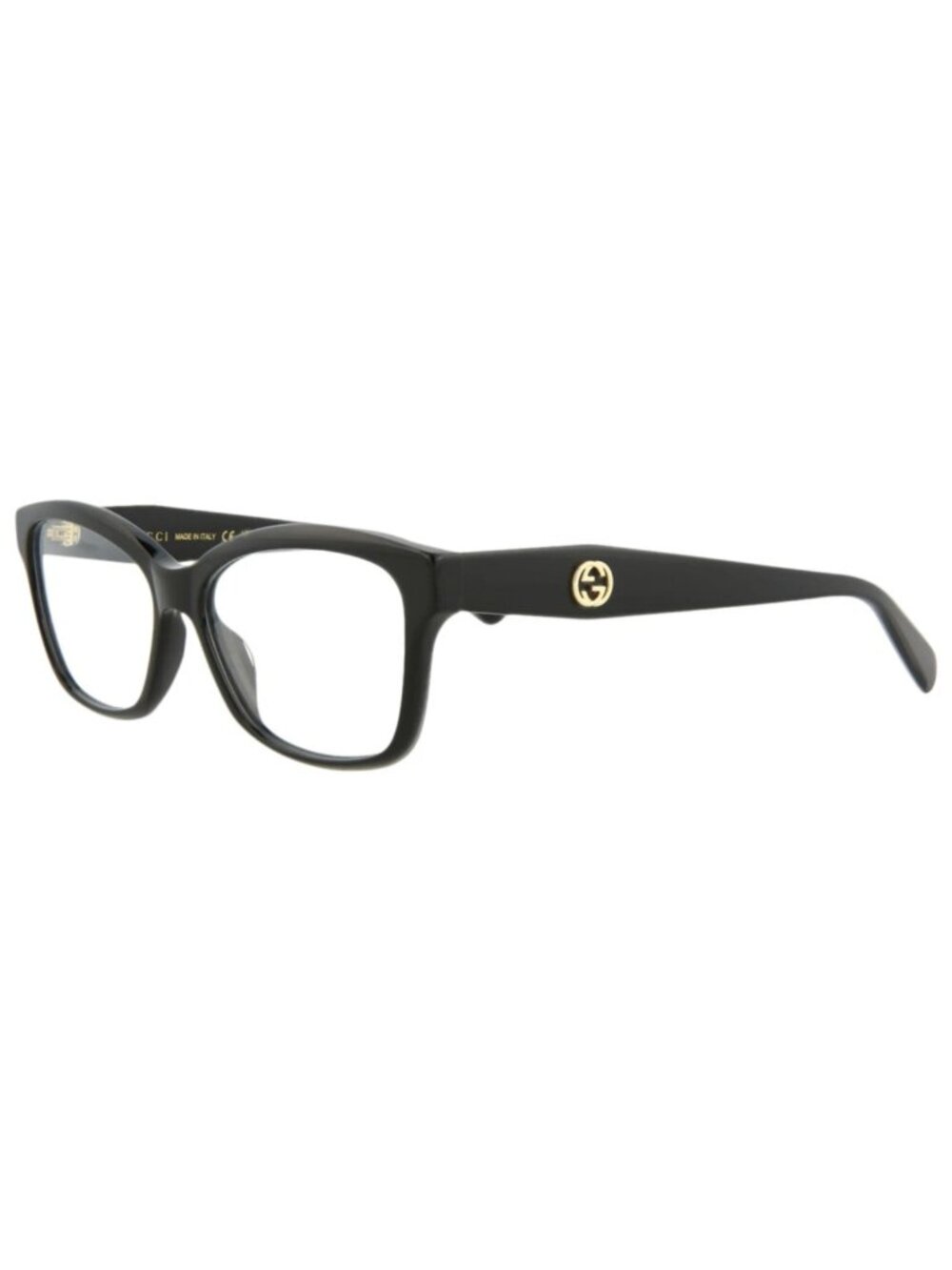 New Gucci Women's Eyeglasses Square Rectangle Acetate Frame Black Black